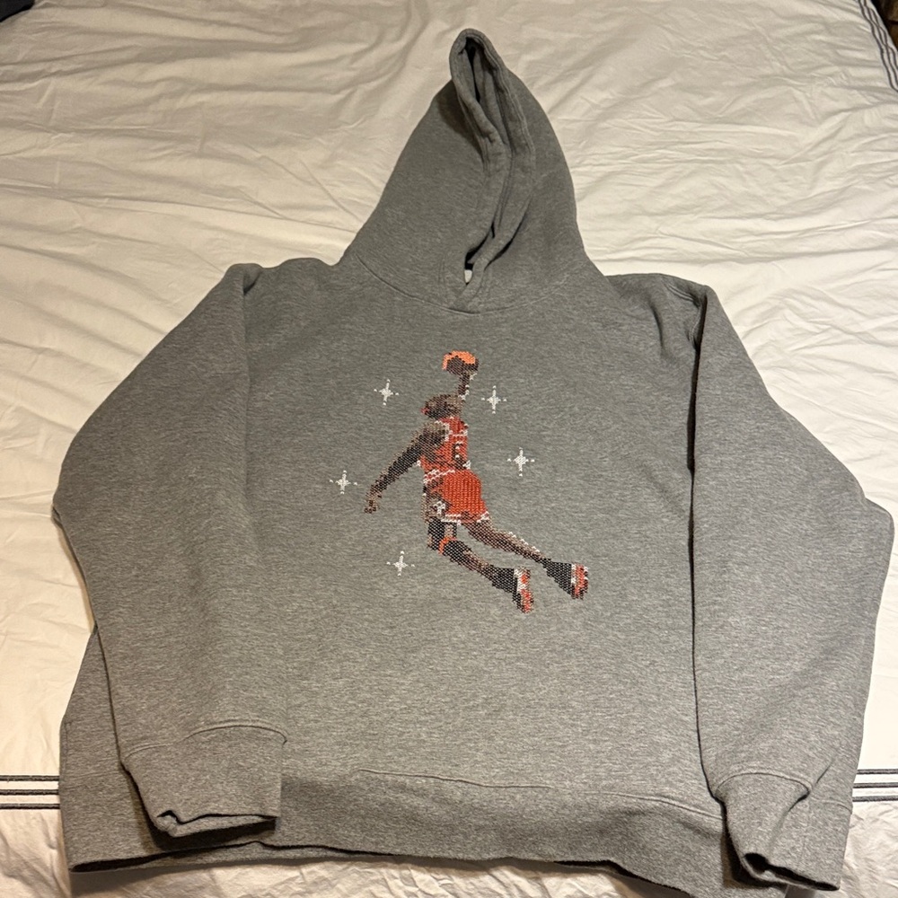 Jordan Gray and Red Graphic Men's Sweater - Picture 3 of 8